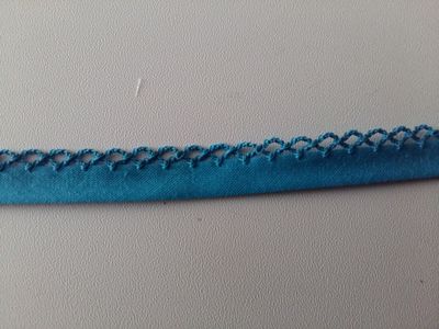 Biais katoen met gehaakte rand blauw
