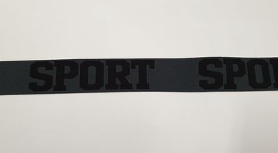 Sport elastiek 32mm  grijs zwart