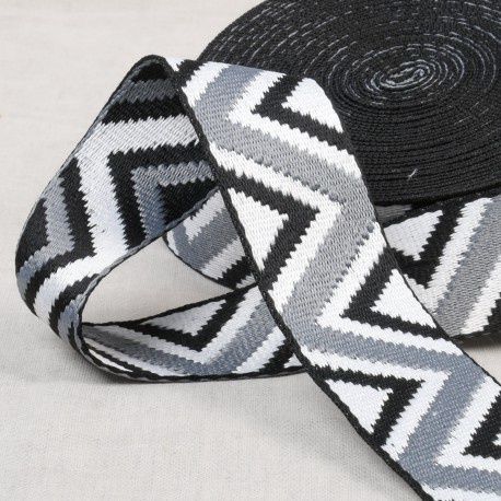 Tassenband zigzag zwart/grijs