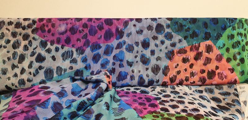 Voile multicolor blauw