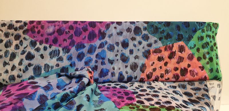 Voile multicolor blauw