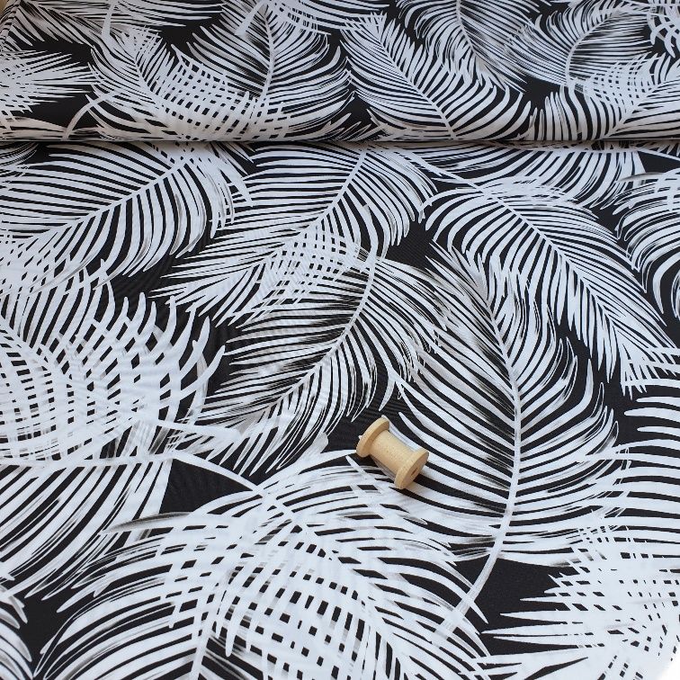 Lycra tropical flower zwart