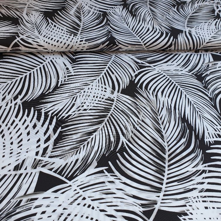Lycra tropical flower zwart