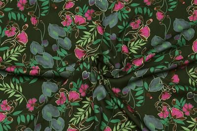 Twill viscose groen en pink