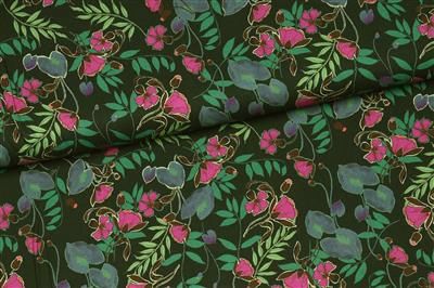 Twill viscose groen en pink