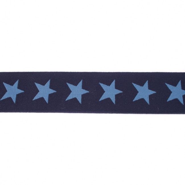 Elastiek met geweven ster  blauw/jeans