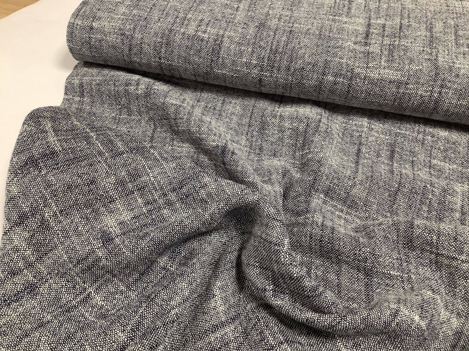 Linnen structuur dubbel jeans blauw