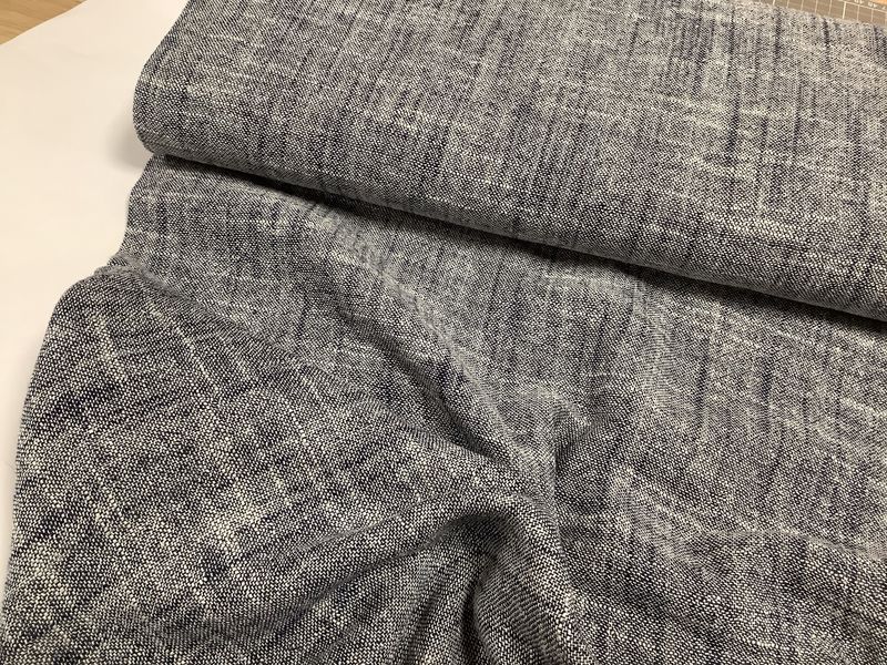 Linnen structuur dubbel jeans blauw