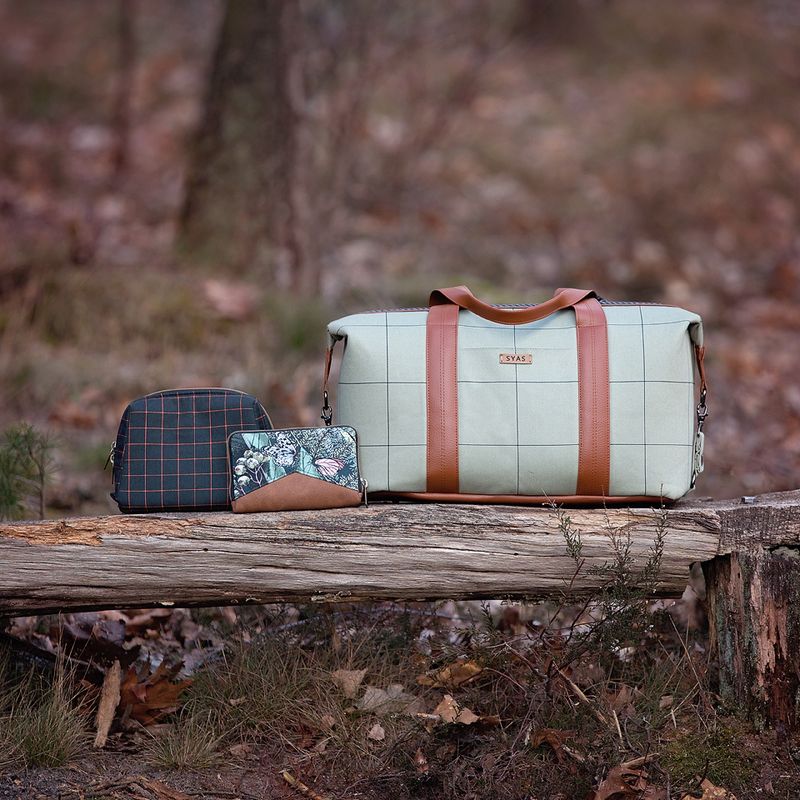 Thin grid xl katoen canvas gabardine twill, thee groen