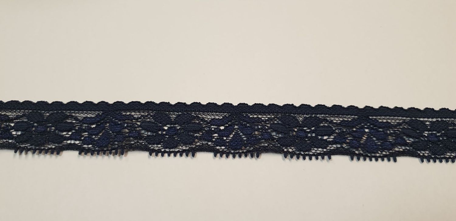Elastische kant 25mm donkerblauw