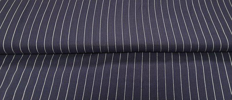 Rayon linnen blauw met krijtstreep