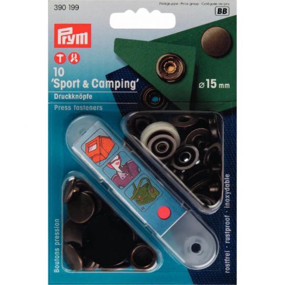Sport en camping drukknoop 15 mm