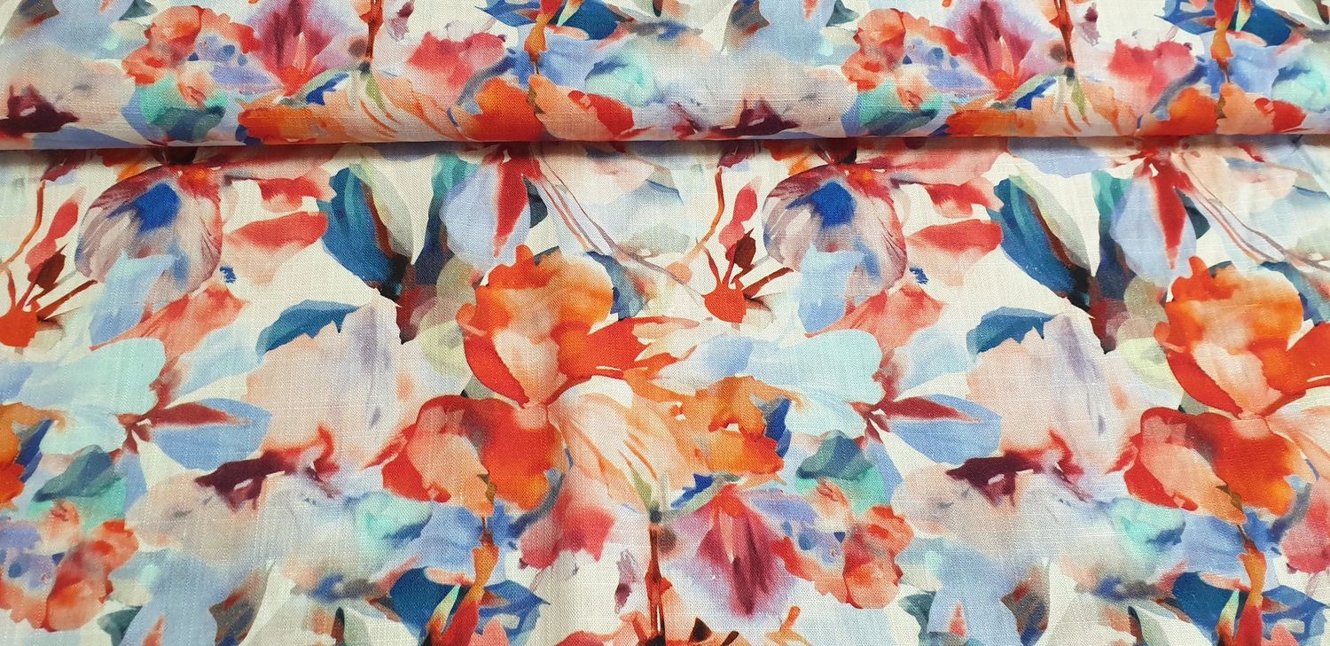 Floral red/blue