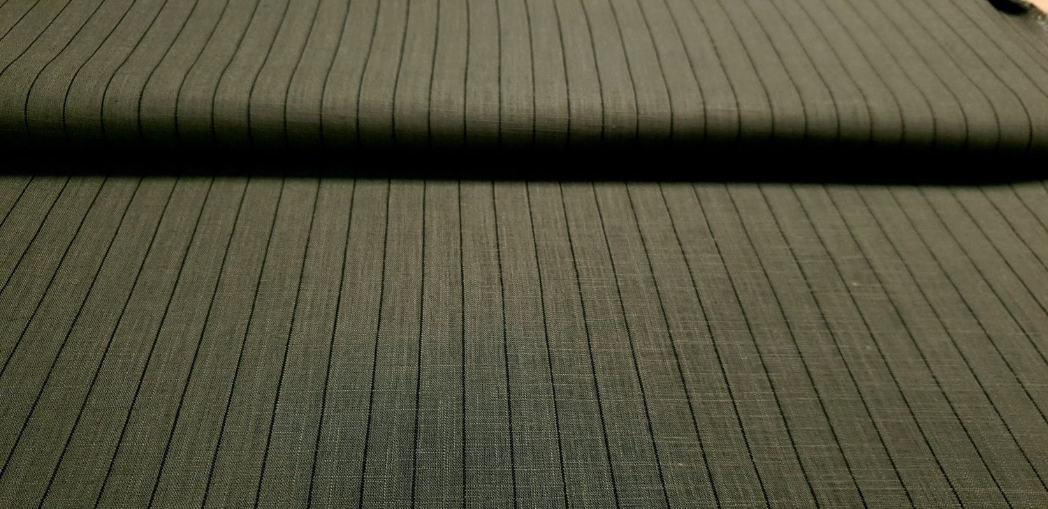 Linnen fine stripes green