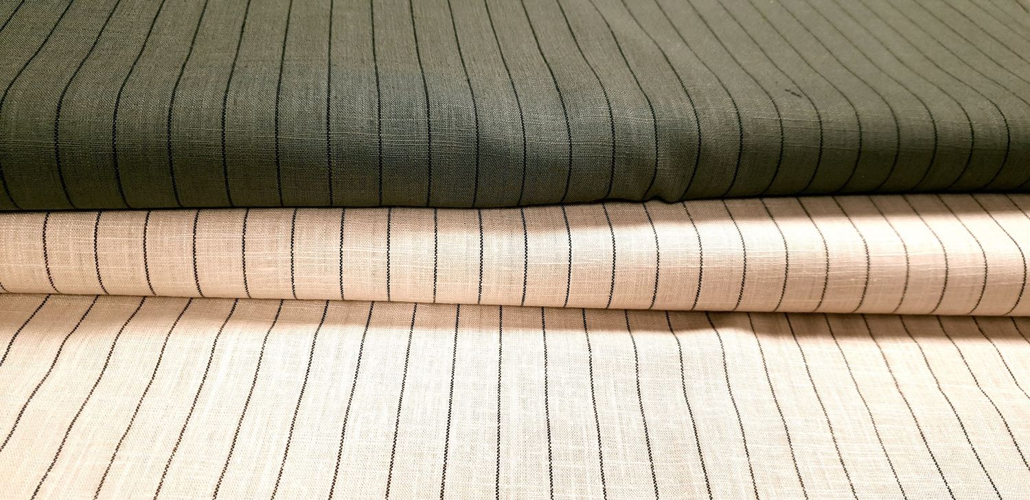 Linnen fine stripes beige
