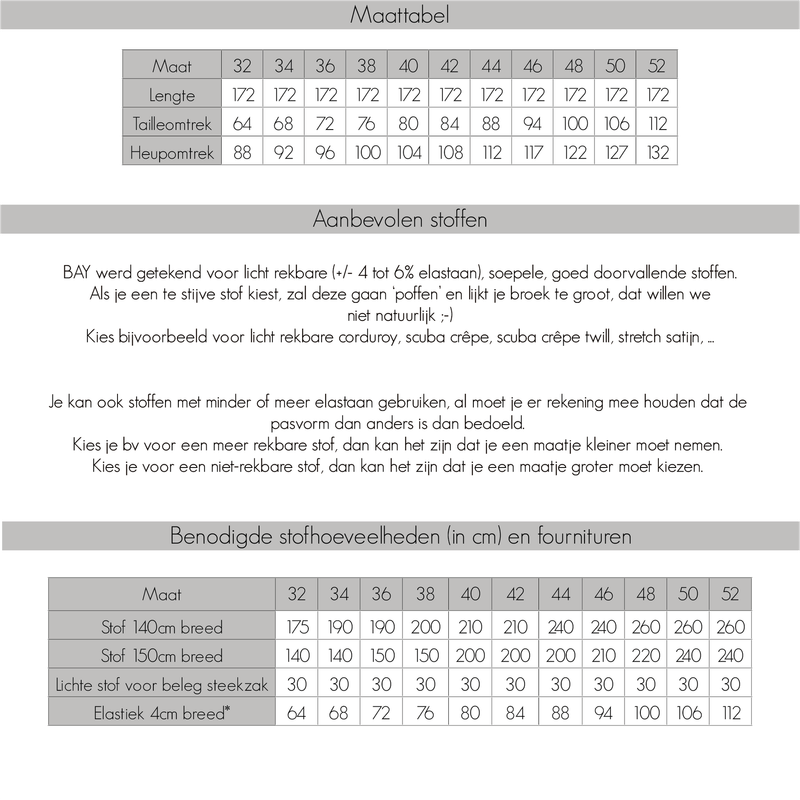 Bay pants dames en tieners