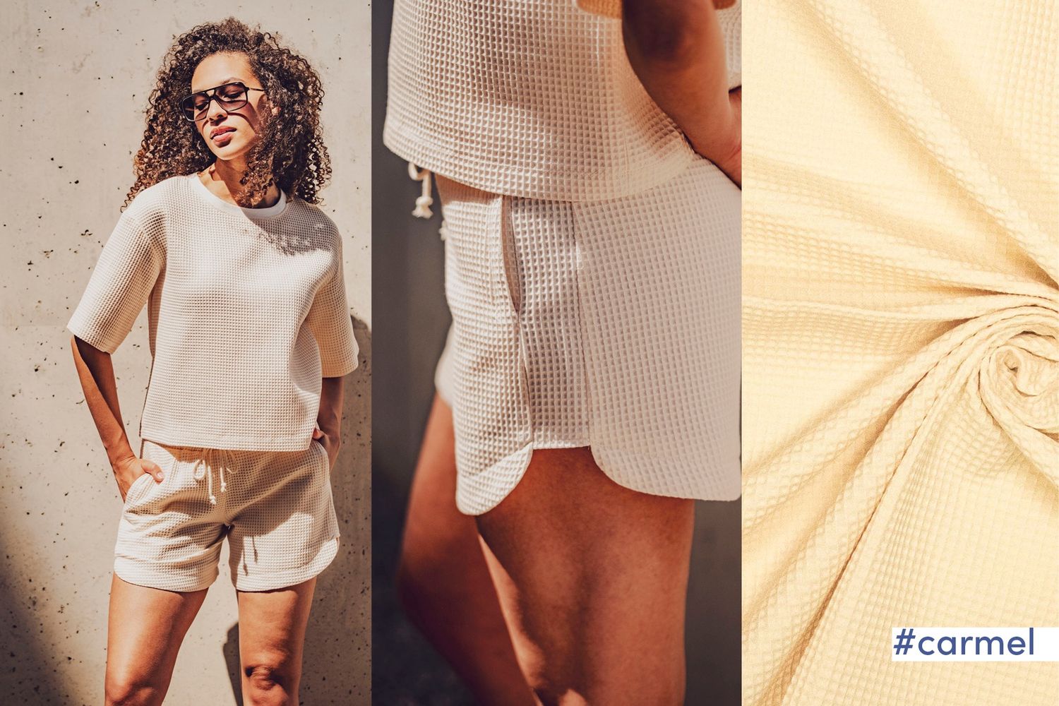 Wafelkatoen licht beige/ Elif, Carmel