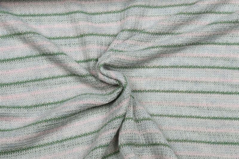 Fijn breisel gestreept roos/groen