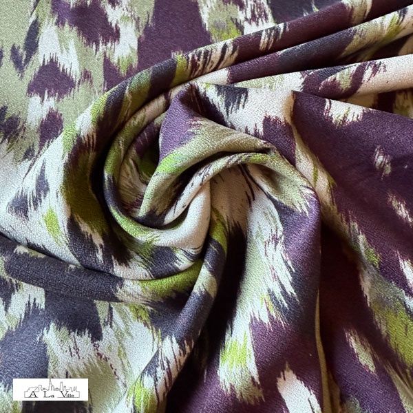Viscose crepe groen/bruin