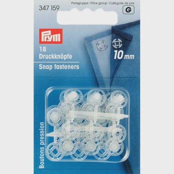 Drukknoop plastic transparant 10mm
