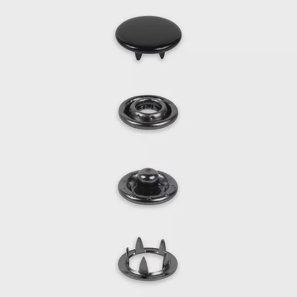 Gekleurde jersey drukknoop 12 mm, kleur: zwart