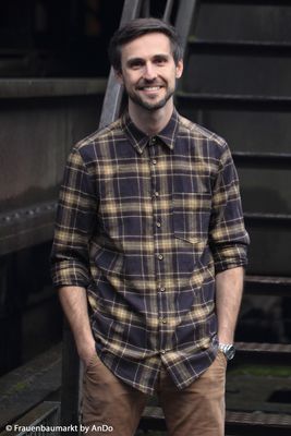 Flanel katoen blauw/beige
