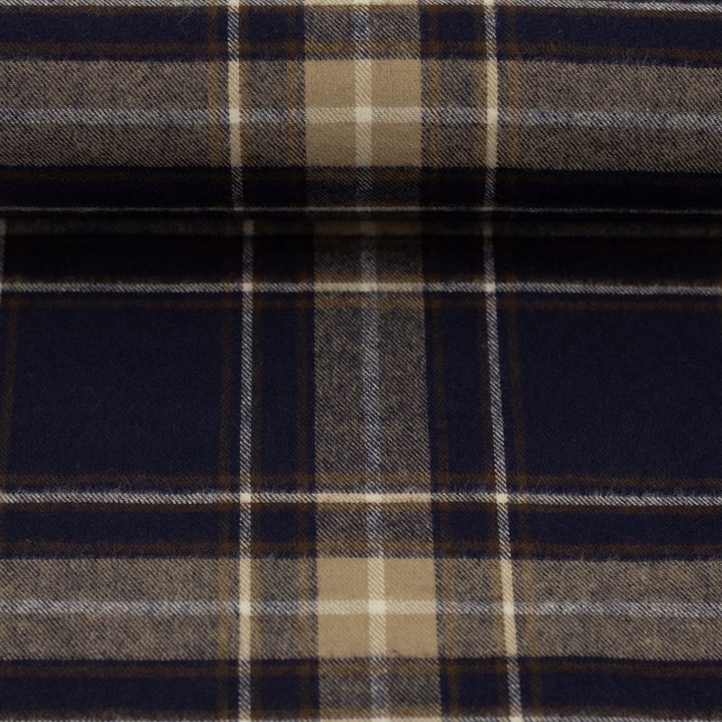 Flanel katoen blauw/beige