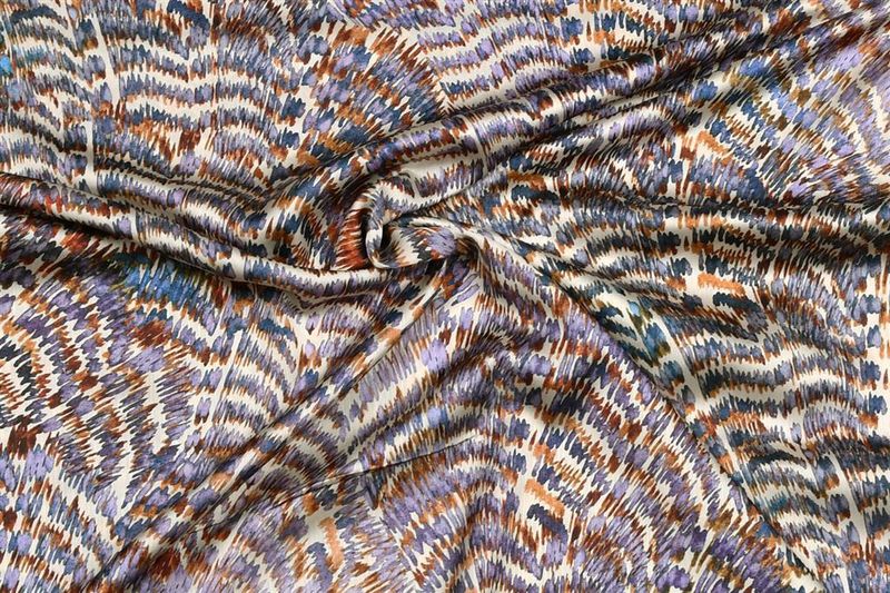 Satijn bedrukte print paars/blauw