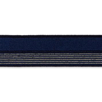 2 kleurig elastisch biaislint donker blauw