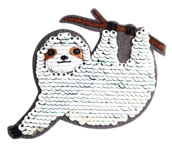 Applicatie  luiaard met pailletten