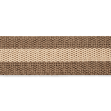 Tassenband bruin met beige streep