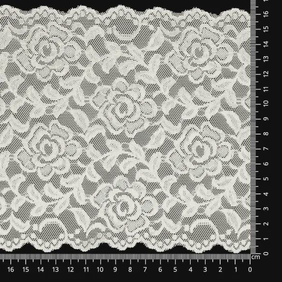 Nylon stretch kant 16 cm, Color: wit 95 cm