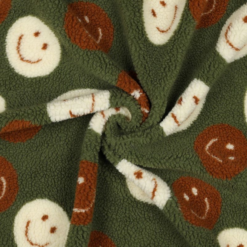 Teddy Jacquard happy faces, kakigroen