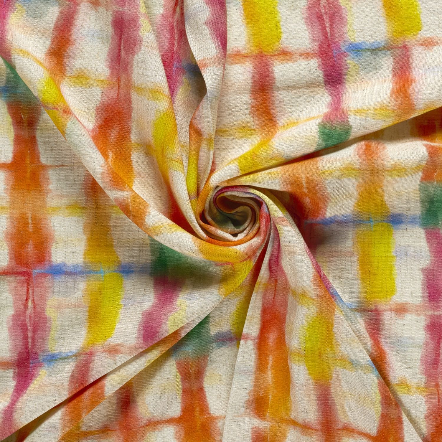 Viscose linnen abstracte print oranje