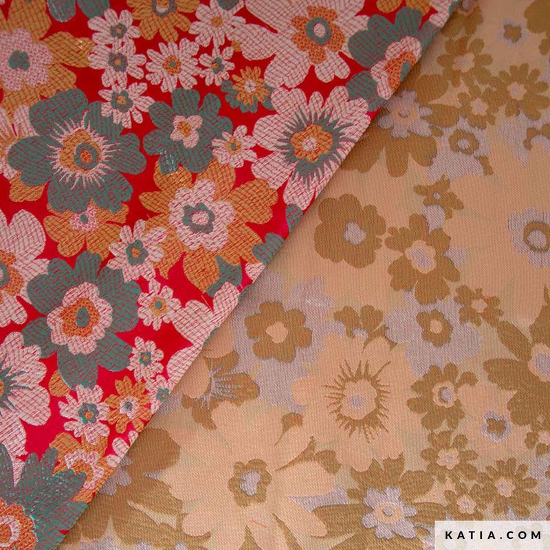 Brocade stof met bloemenpatroon autumn