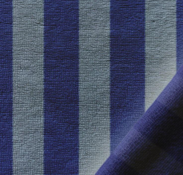 Badstof bamboe| micro terry|gestreept blauw