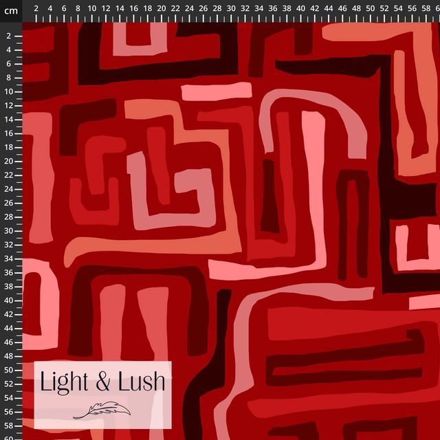 Viscose abstracte print bruin roest