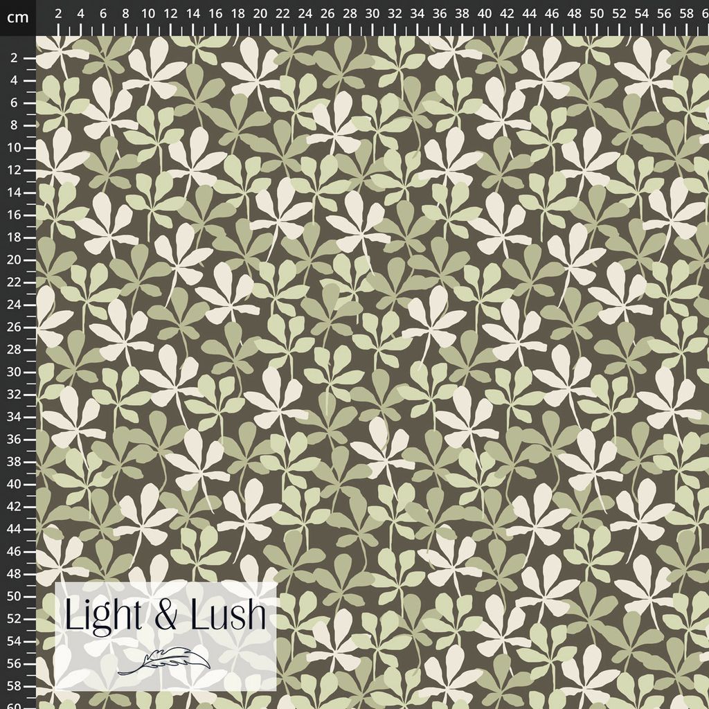 Viscose met bladprint groen/bruin