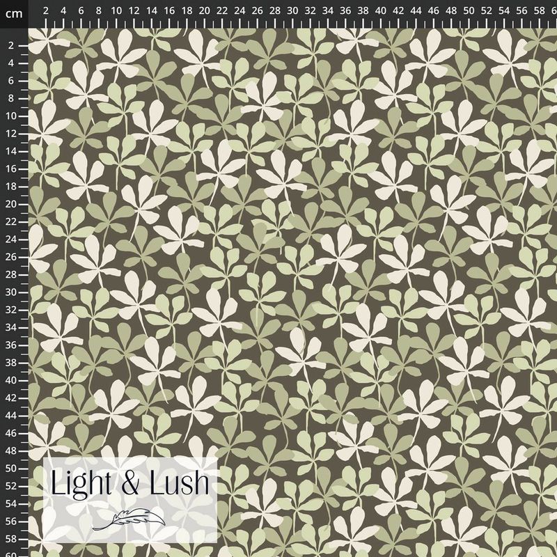 Viscose met bladprint groen/bruin