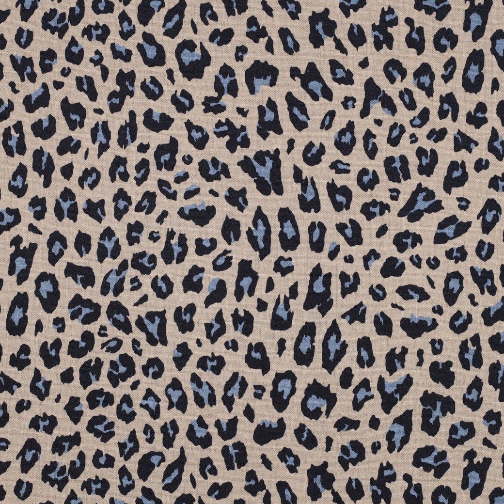 Linnen viscose animal skin bruin/blauw