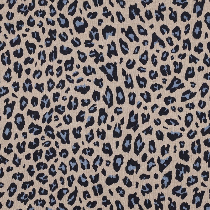 Linnen viscose animal skin bruin/blauw