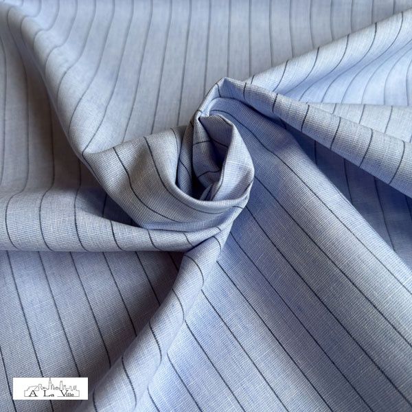 Stripes  blauw linnen viscose