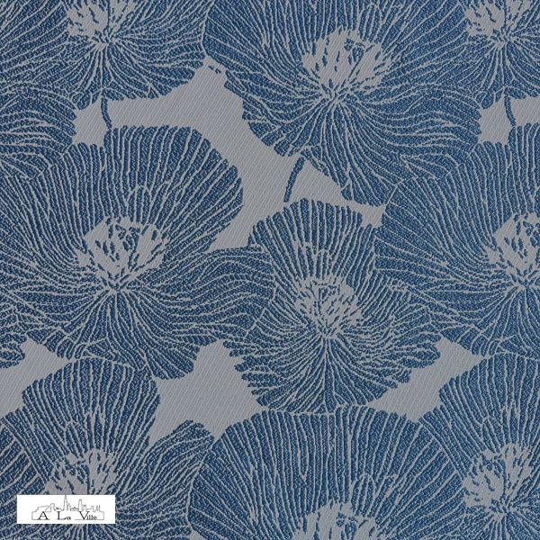 Jacquard met bloemen blauw