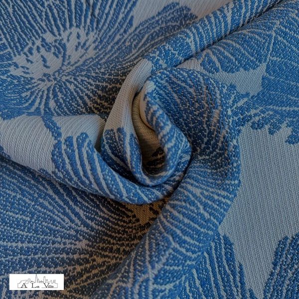 Jacquard met bloemen blauw