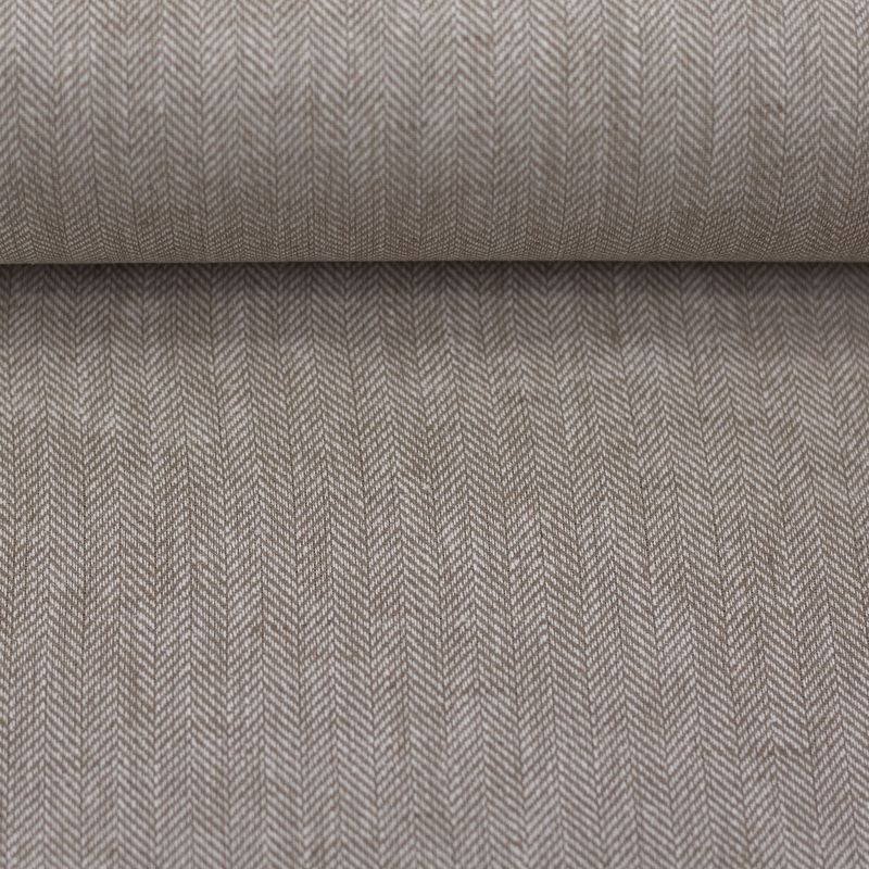 Linnen katoen visgraat beige/bruin