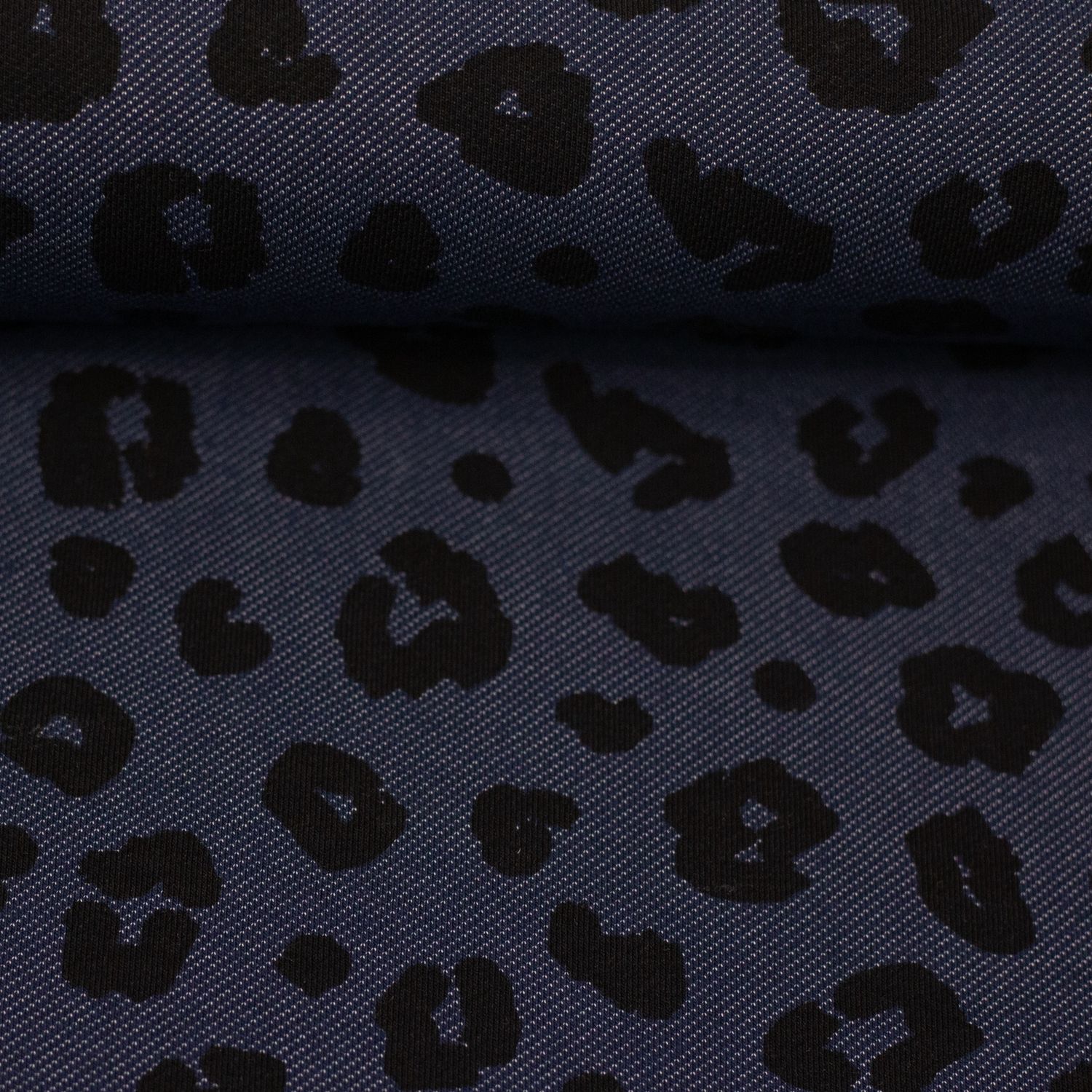 Jeans jersey|leopard| donkerblauw- zwart