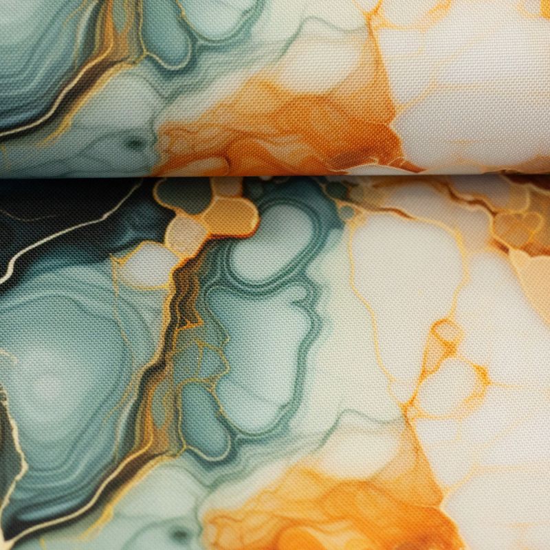 Canvas outdoor Oxford stof |Floowing bloom by Sarah Mariam | marmer effect petrol