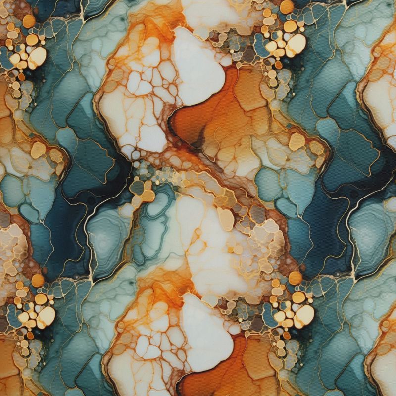 Canvas outdoor Oxford stof |Floowing bloom by Sarah Mariam | marmer effect petrol