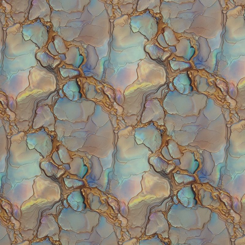 Canvas outdoor Oxford stof |Floowing bloom by Sarah Mariam | marmer effect blauw/goud