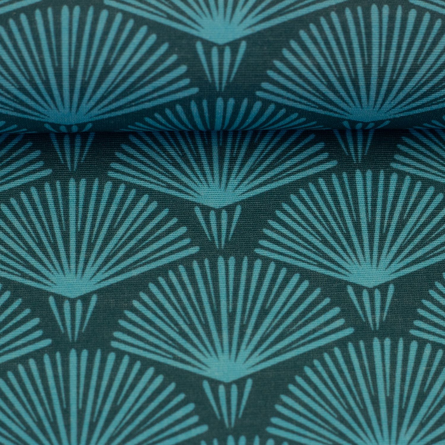 Waterbestendige stof | bladprint petrol - groen